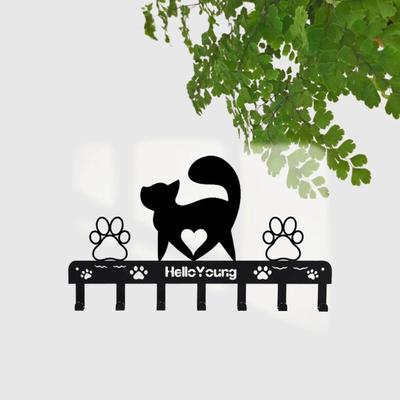 1pc Iron Art Metal Paw Pet Cat Hanger 7 Hooks Coat Key Lead Leash Wall Rack Holder Organizer Towel Rack Organizer Storage Rack
