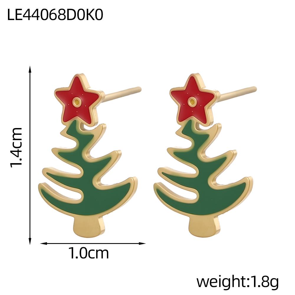

CARLIDANA Exquisite Mini Christmas Trees Elk Stainless Steel Earrings Non Tarnish Santa Claus Snowman Earrings Jewelry Women