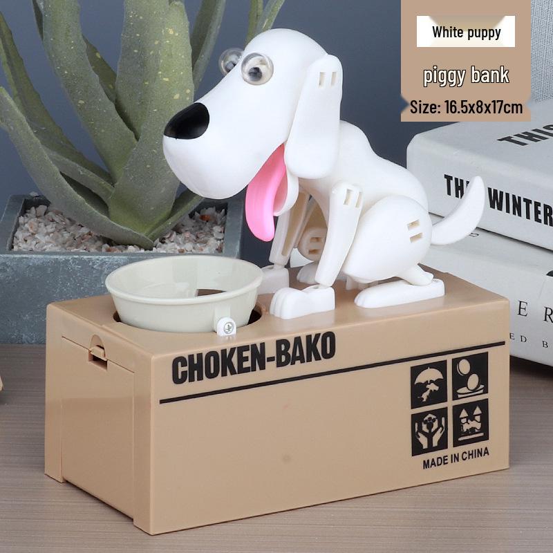 Electric Money-Eating Dog Piggy Bank: Creative Greedy Dog Wealth Storage Savings Box 18.0 x 17.0 x 8.3 cm