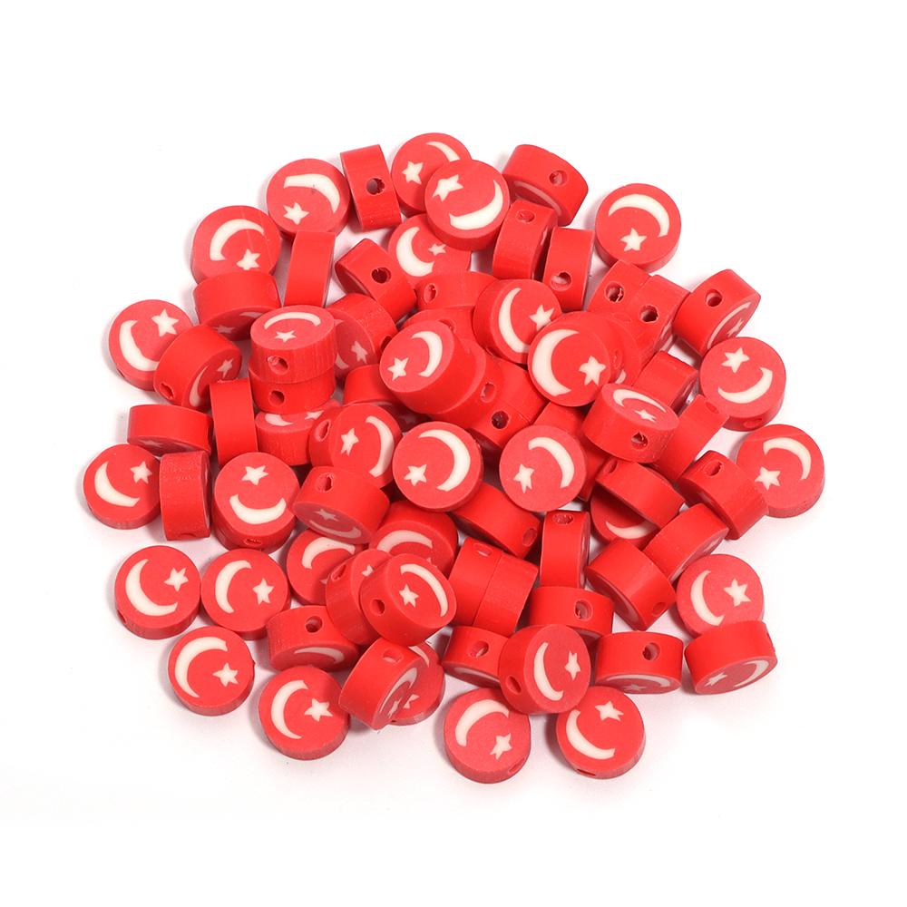 50 Stück 9 mm Polymer Clay Flache Runde Perlen Nationalflagge Lose Abstandshalter Perlen Für DIY Handgemachte Armbänder Ohrringe Herstellung Zubehör