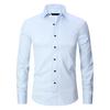 Men Shirt Single Breasted Long Sleeve Lapel Solid Color Slim Fit Dress-up Cardigan Plus Size Anti-wrinkle Spring Shirt for Work