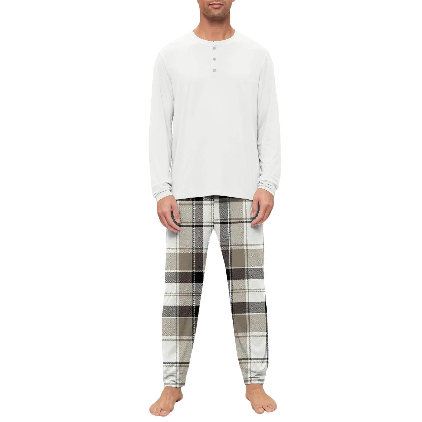 

Мужской пижамный комплект, с длинным рукавом и длинными брюками, двухпредметный комплект S хаки