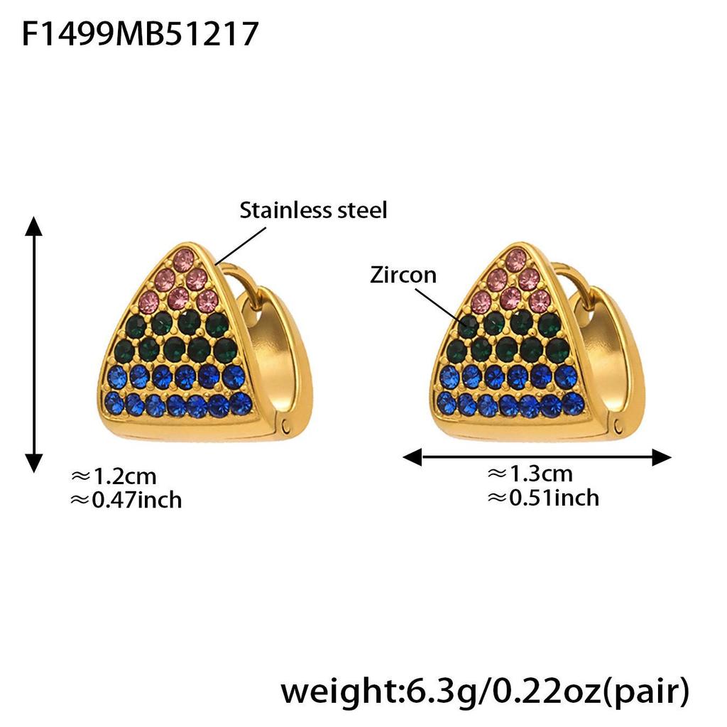 18K Gold Plated Geometric Triangle Zircon Earrings - Versatile, Elegant, Stainless Steel
