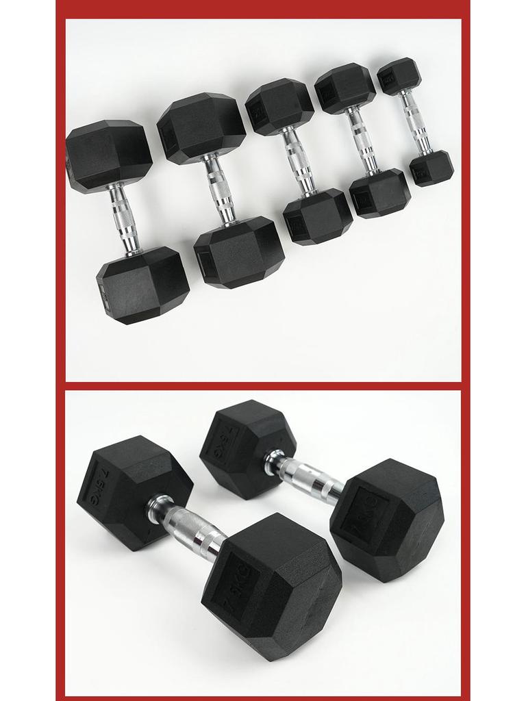 Hexagonal Fixed Dumbbell with Rubber Coating for Commercial Gyms - Ideal for Personal Trainers and Arm Strength Training.