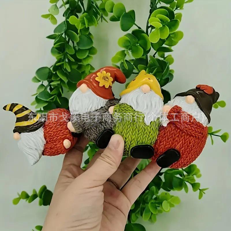 Christmas Gnome and Bear Resin Ornament for Shelf or Desktop