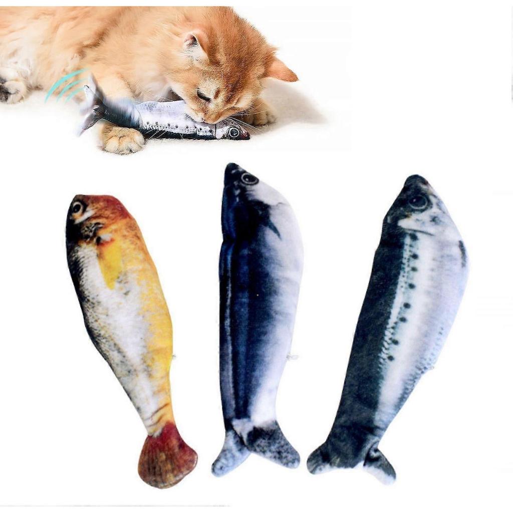 Bite-Sized Realistic Flopping Fish Cat Toys, Interactive Cat Toys for All Breeds, Tap-Activated 3 Flapping Mode, Sardine/Saury/Yellow Croaker, Recharg