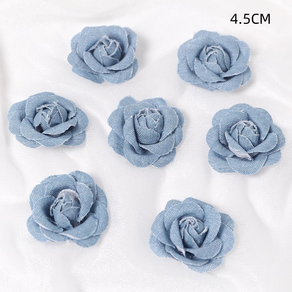 3/5PCS Blue Artificial Flowers Heads Fake Flowers Wedding Decoration Bride DIY Clothes Headwear Accessory Craft Gifts Ornament