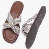 Fashion Cross Tied Open Toe Women Slippers Fashion Concise Satin Non-slip Roman Shoes Summer Casual Comfortable Flat Vacation Beach Shoe