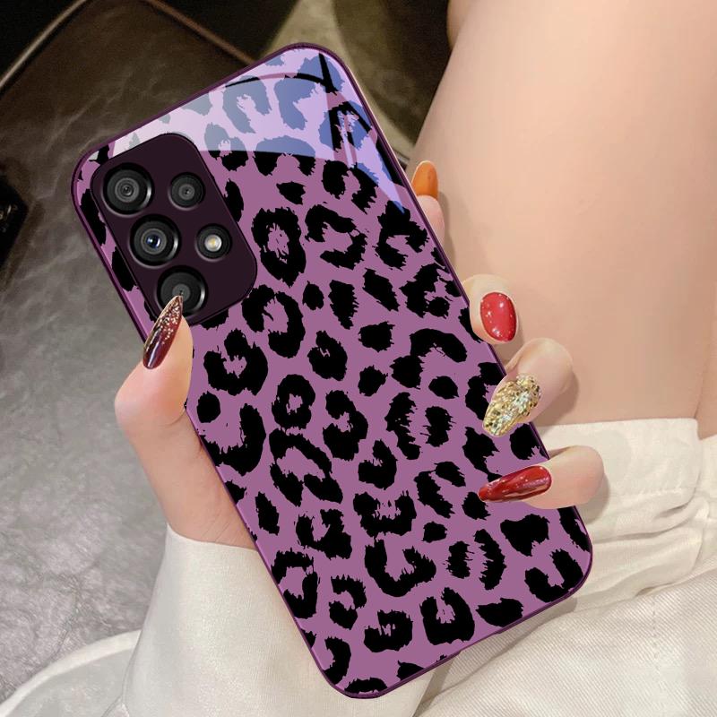 Tempered Glass Phone Case For Samsung Galaxy S10 4G S20 11E 30 S21 21Fe 22 Pro S23 Ultra 5G S8 S9 Black Leopard Print Green