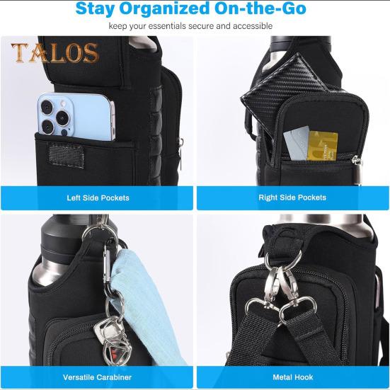 Magnetic Water Bottle Holder Crossbody Bag Waterproof Oxford Kettle Pouch for Gym Outdoor Hiking Fitness Essentials Organizer