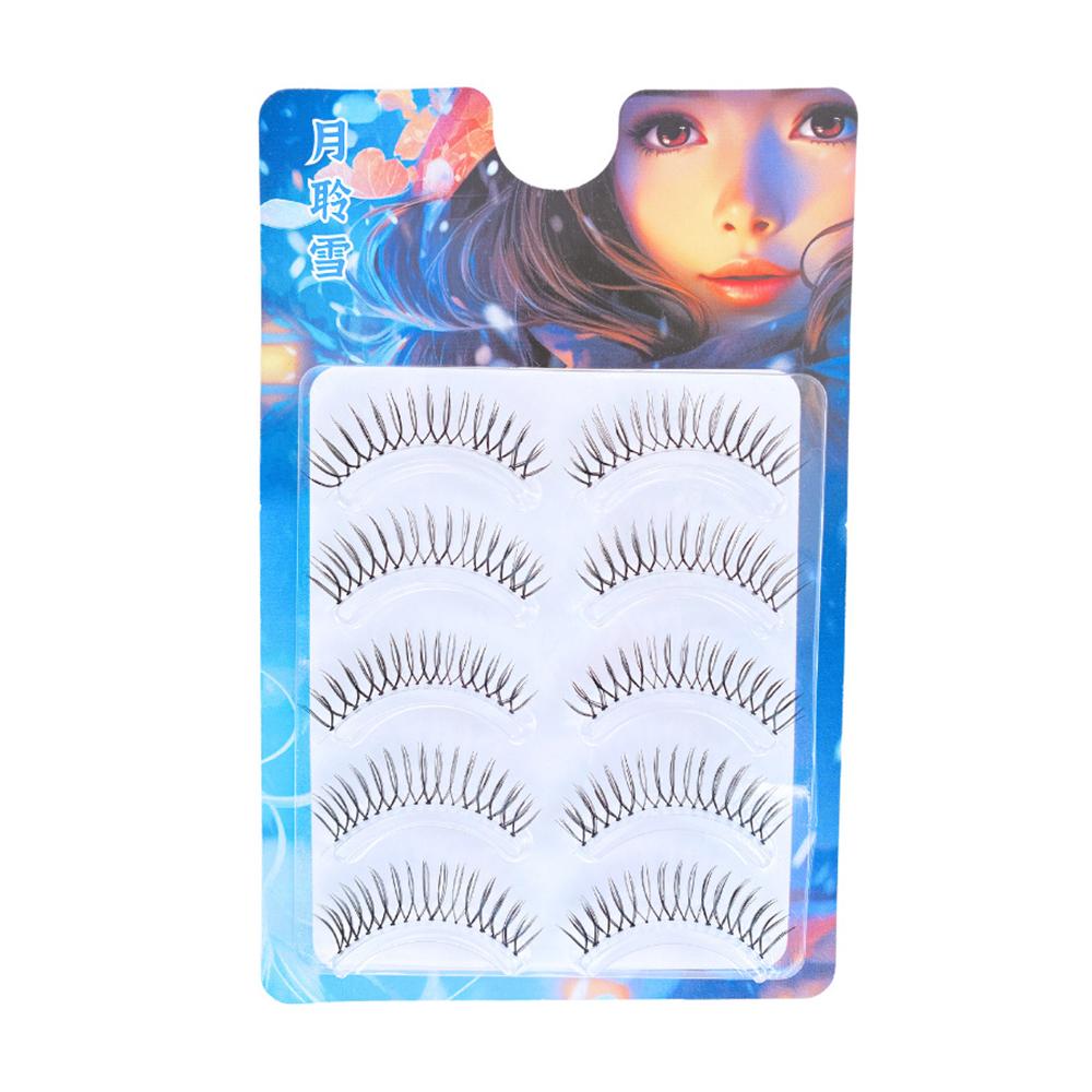 5 Par V-formade Naturliga Lösögonfransar Transparent Stam 3D Koreanska Manga Ögonfransar Ögonmakeup Ögonfranstillbehör