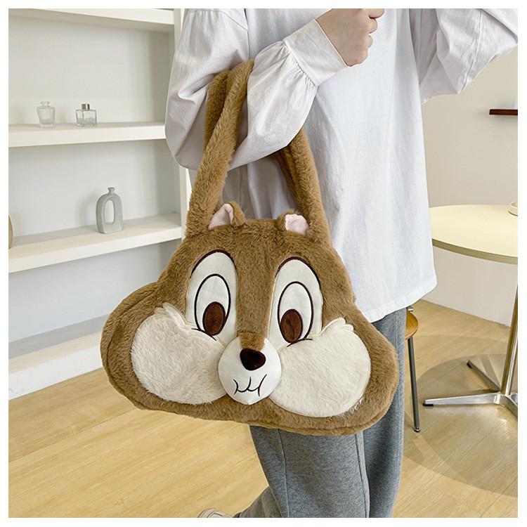 Kuromi Large Tote Bag With Plush Embroidery For Daily Casual Use