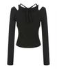 LALAFOX Shoulder Slit Halterneck T-Shirt Black Bq4Cl009