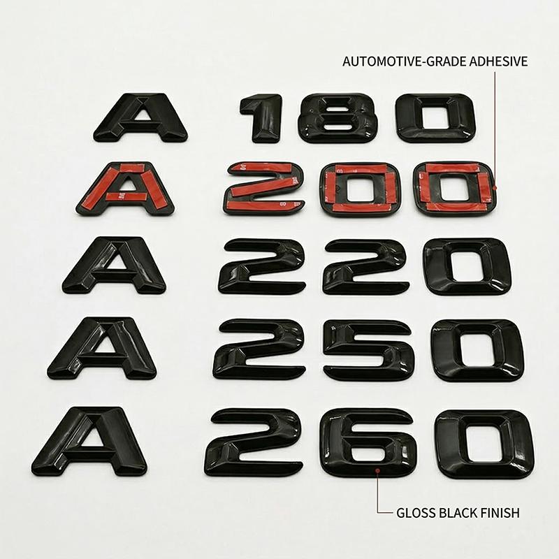 Glossy Black 3D Car Rear Trunk Emblem Badge Letters Decal For Benz A Class W176 W177 A180 A200 A220 A250 A260 Accessories