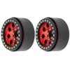 2Pcs 1.9 In RC Car Adhesivefree Aluminium Alloy Wheel Hub 8 Round Hole Accessory(black Red )