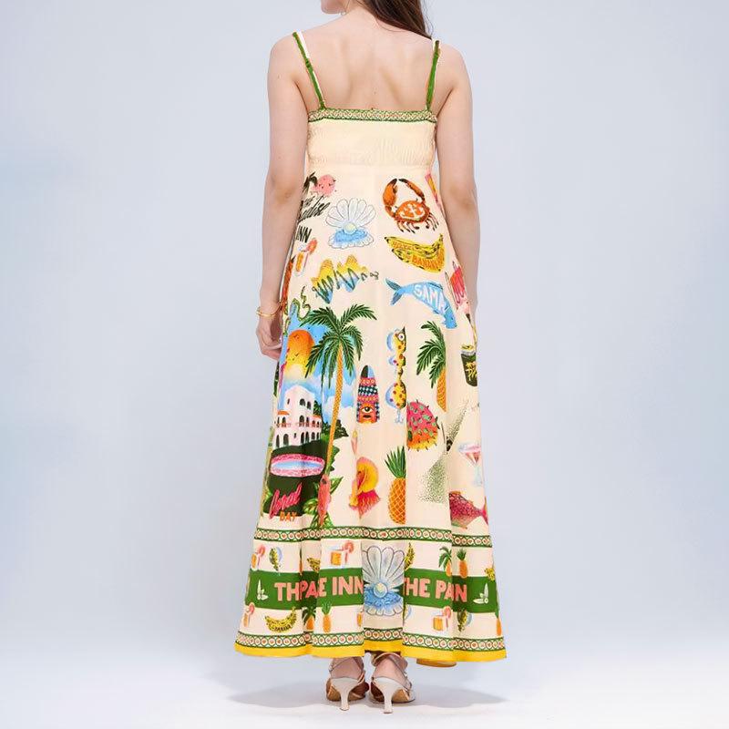 Sommer Damen Temperament, Elegant und Modisch Sexy Träger Bedrucktes Ärmelloses Kleid