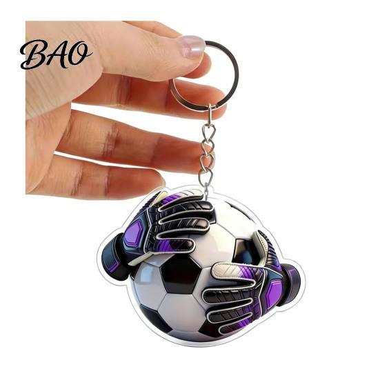 Black White Football Keyring Keychain Pendant, Goalkeeper Gloves Ball Design Key Chain, Pendant Holder Realistic Sports Accessory for Fans Backpack