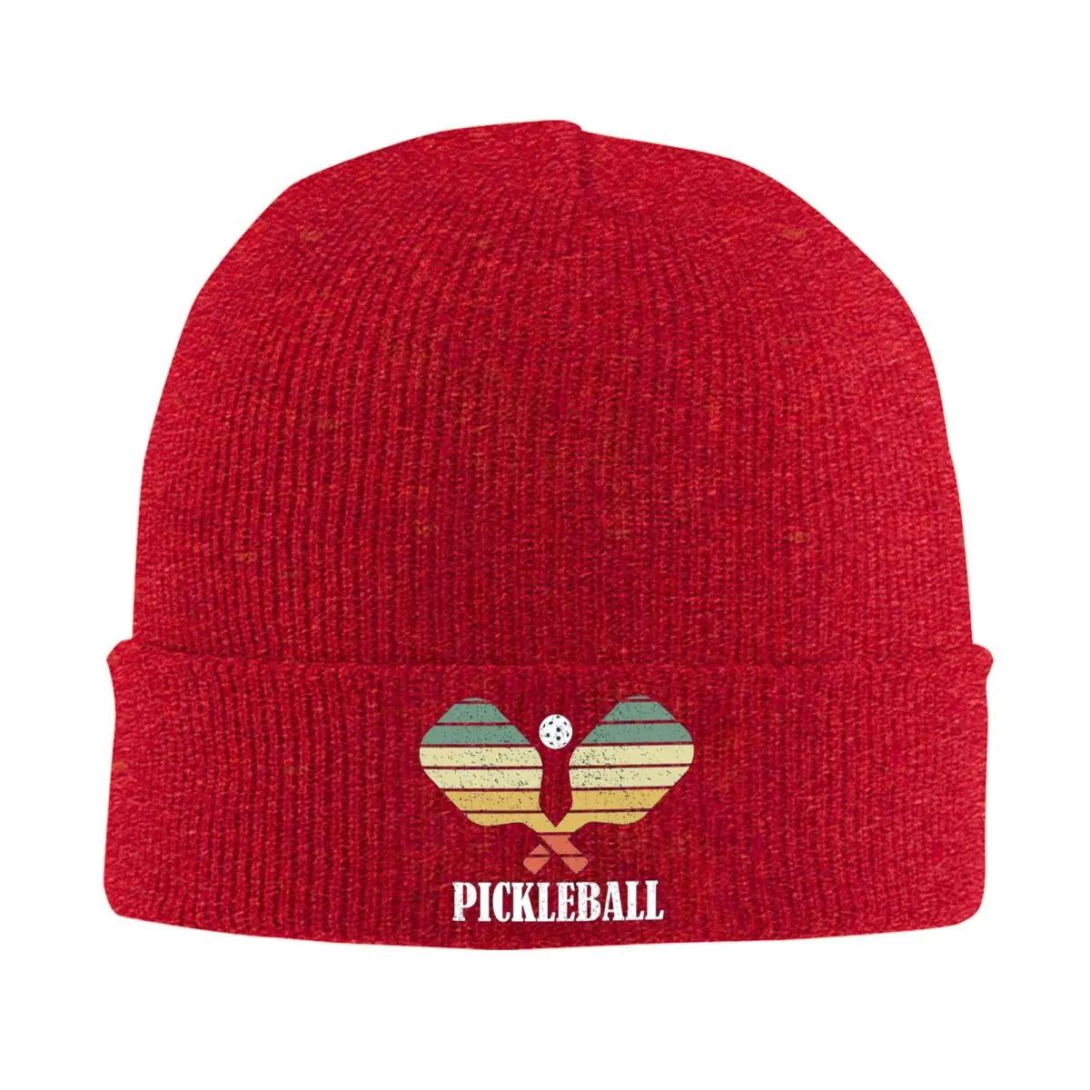 

Pickleball Vintage Distressed Retro Player Warm Knitted Cap Winter Knit Bonnet Hat Skullies Beanies Hip Hop Caps for Unisex One Size