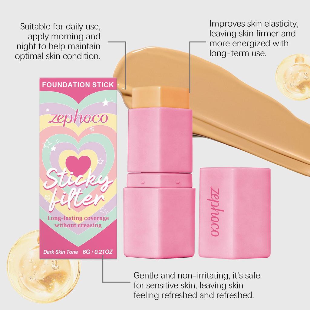 Zephoco Deep Skin Tone Foundation & Concealer Stick for a Natural Daily Look