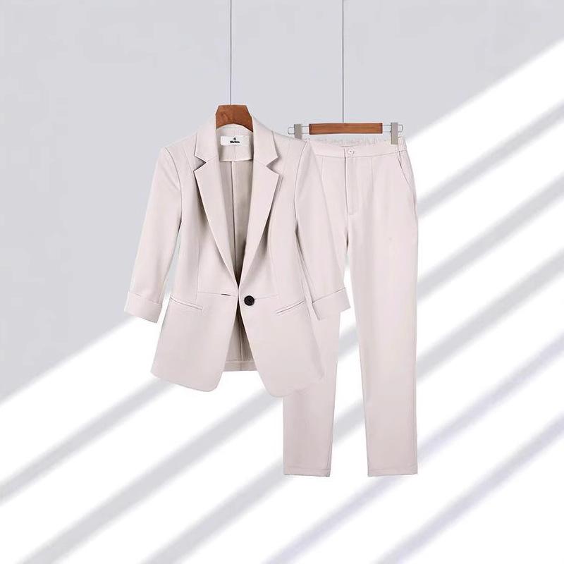 Elegant Women's Two Pieces Set Outfits Casual Long Sleeved Blazer and Pants Suit for Female Streetwear Spring and Autumn 2025