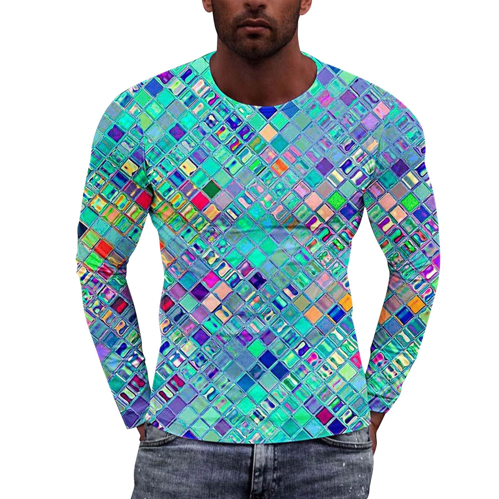 

Муж. Футболка Круглый вырез Одежда Одежда На открытом воздухе Длинный рукав С принтом Модельер Винтаж XXXL циан