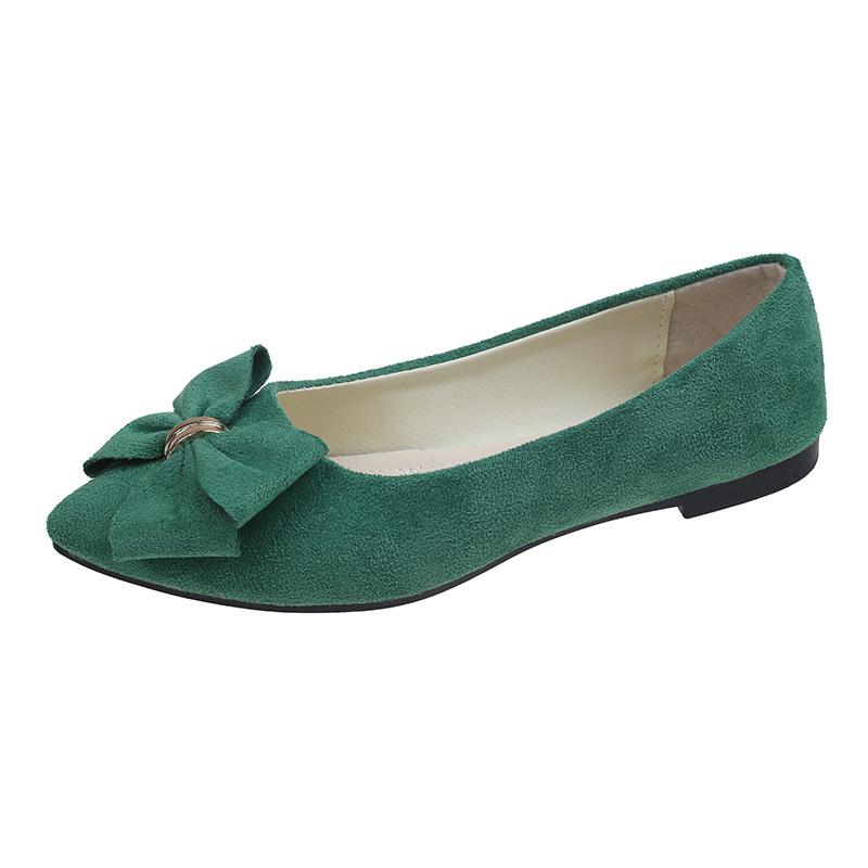 2025 Spring/Autumn Women's Bow Suede Loafers - British Style, Casual, Low-Cut, Plus Size