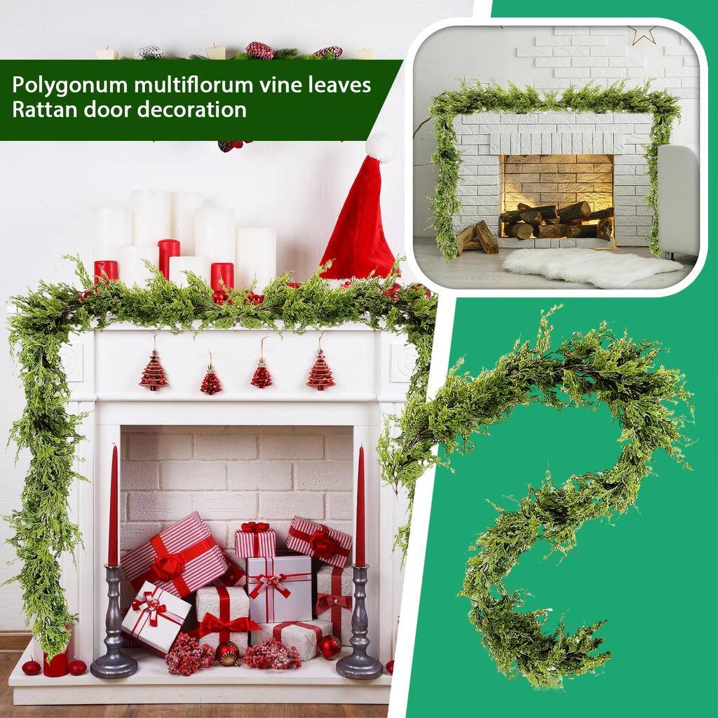 Simulated Green Plants, Christmas Vines, Green , 1.8-meter Christmas Scene Decoration, Hanging Accessories, Door Decorations, Wreaths, And Vines