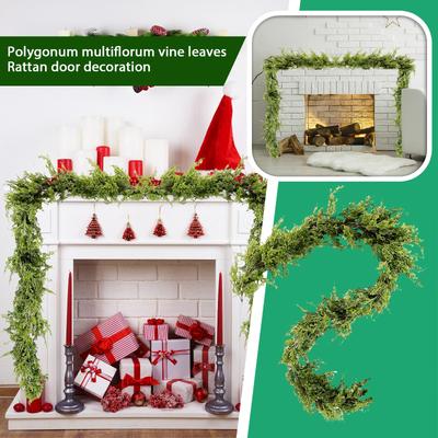 Simulierte grüne Pflanzen, Weihnachtsgirlanden, Grün, 1,8-Meter Weihnachtsdekorationsszene, Hängezubehör, Türdekorationen, Kränze und Girlanden