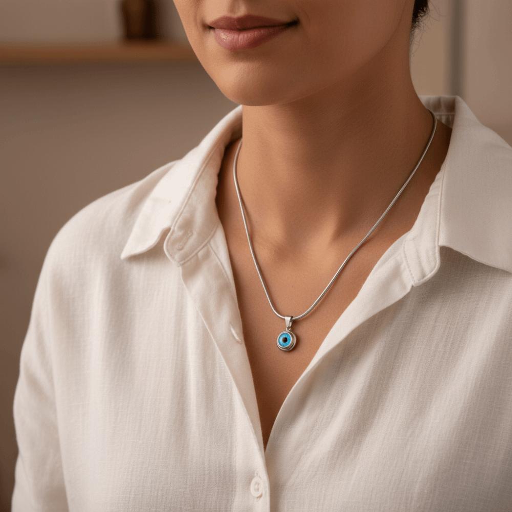 Wasserdichte Augen Halskette Titan Dämonenauge Ohrringe Blaue Augen Choker Kette Glücksschmuck