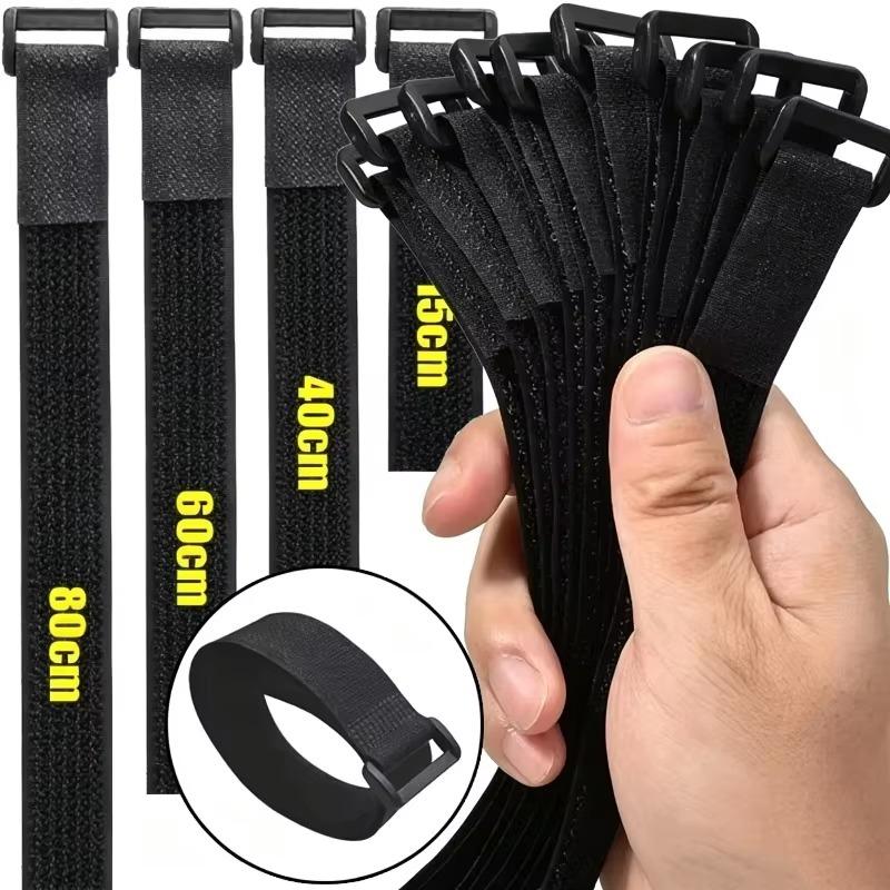 10Pcs Reusable Hook And Loop Nylon Adjustable Wire Fastener Wrapping Cinch Straps Securing Cable Cord Management