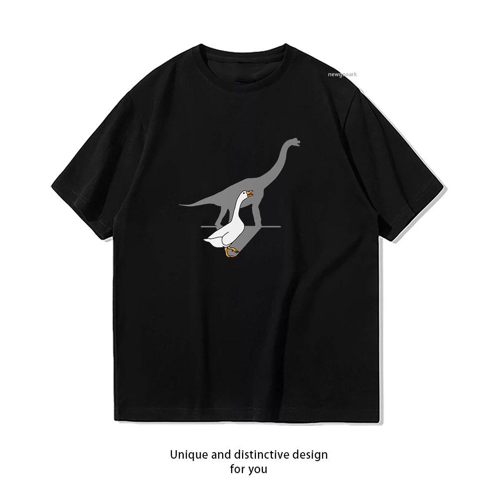 Dinosaur Goose Funny Brachiosaurus Unisex Unisex Casual cotton printed t shirts Adult streetwear camisetas tops tee