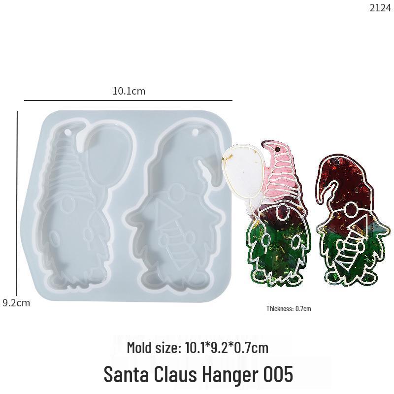 Poppy DIY Resin Mold: Double Santa Claus Pendant