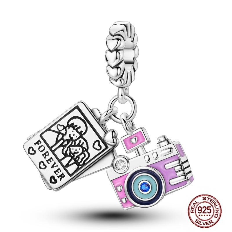 Pink Butterfly Charms Beadscopper Original Heart-Shaped Dog Paw Travel Charm Fit Bracelets Pendant For Women Jewelry Making