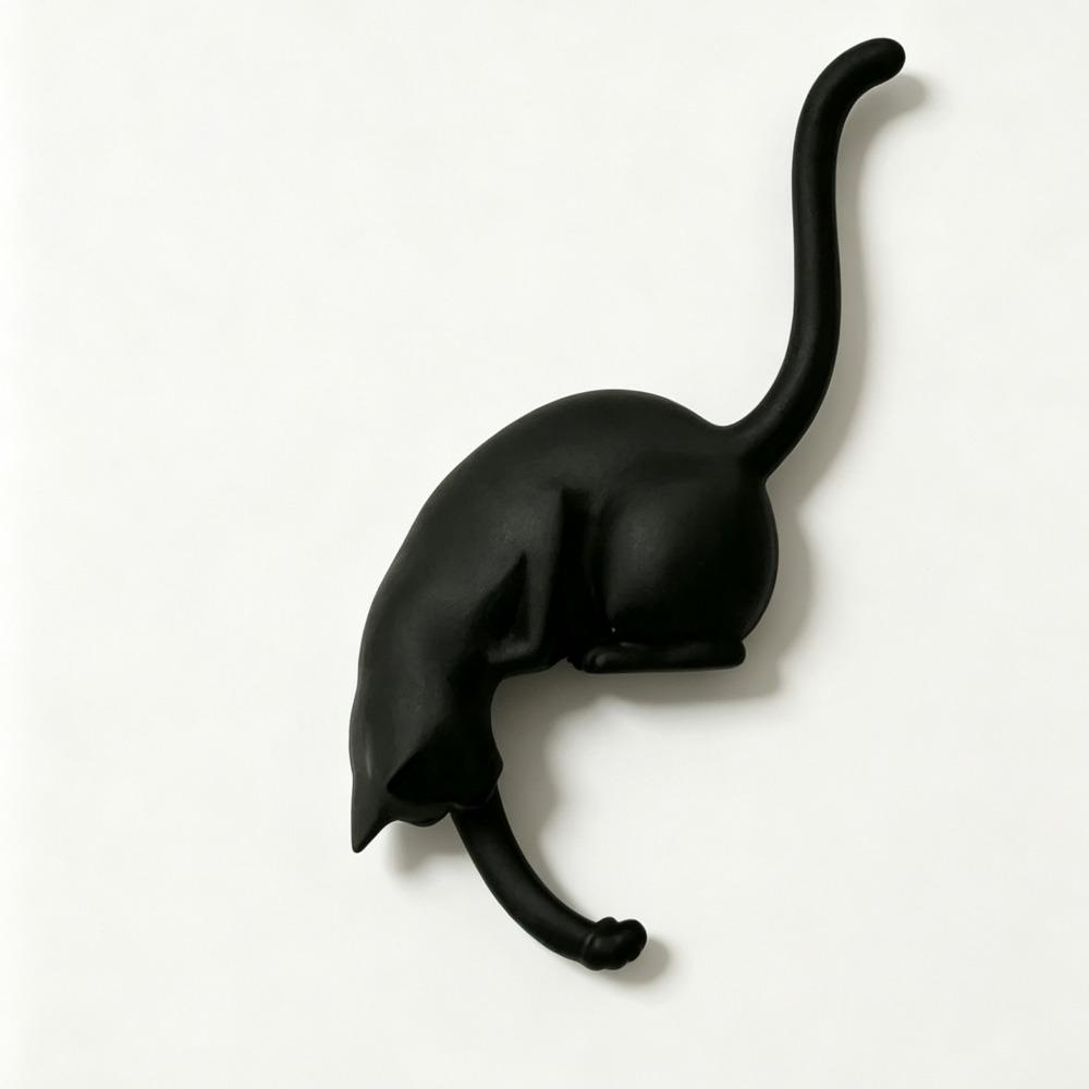 Cute Cat Shaped Wall Hook, Inverted Hanging Cat Towel Hook, Decorative Storage Hook for Keys Towels, Home Bathroom Desk Bedroom Decor Ornament