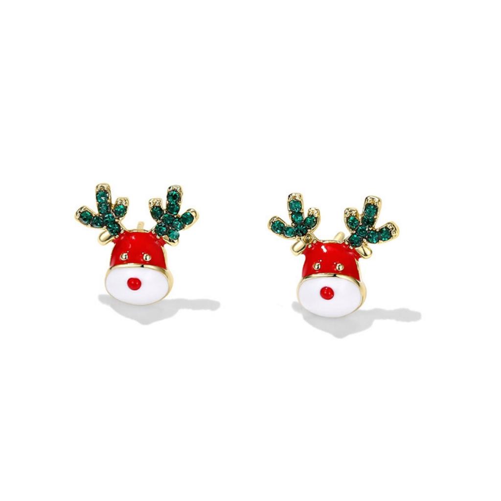 Christmas Rhinestone Imitation Pearl Bowknot Bells Drop Earrings Cute Deer Gift Box Santa Claus Earrings Jewelry For Women Men
