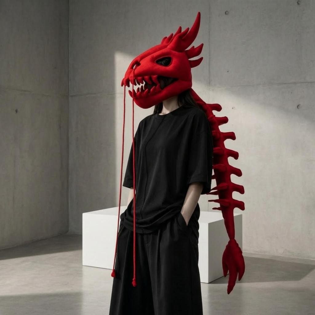 Dinosaur Skeleton Headpiece with Back Spine 3D for Themed Parties