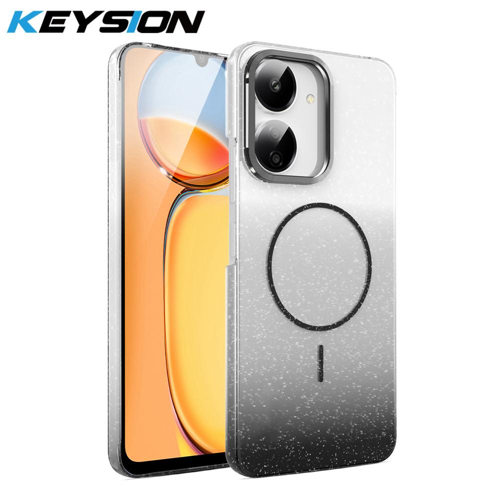 

KEYSION Luxury Gradient Glitter Magnetic Phone Case for Redmi 13C 4G 5G Hard PC Shockproof Back Cover for Xiaomi POCO C65 for POCO C65 чёрный