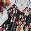 European & American Silk Print Women's Pajama Set: Camisole Dress & Long Pants