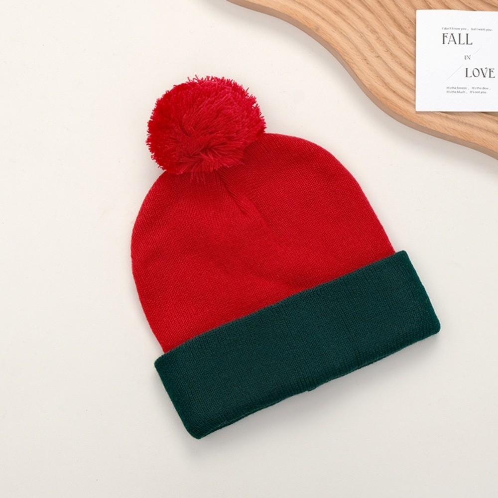 Color Matching Knitted Hat Elasticity Pullover Cap Fashion Beanies Cap  Autumn Winter
