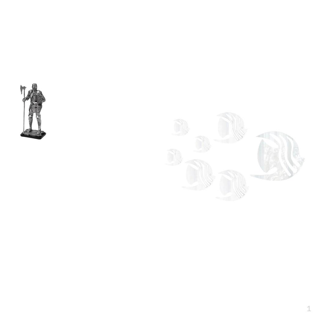 Acrylic Knight Mirror Figurine Wall Art Decorative Statue Removable Fish Decals Tabletop Ornament