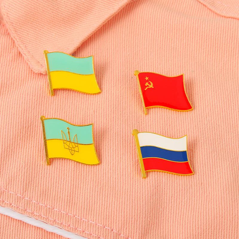 Chic Colorful Flag Badge Brooch Unique Geometric Metal Pin For Trendy Clothing Bags And