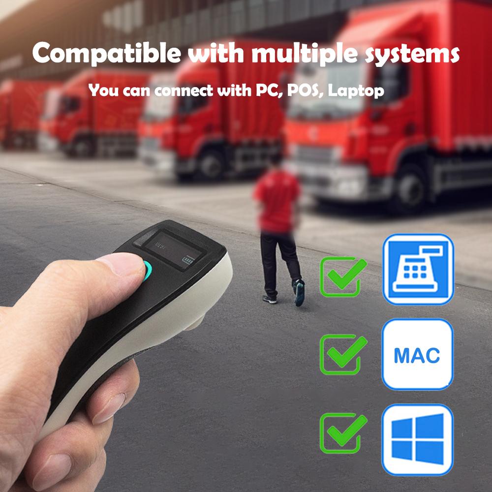 Mini Bluetooth Barcode Scanner Packot Wireless Qr Code Reader Portable 1D 2D Bar Scanner Handheld for Courier Logistic Shop