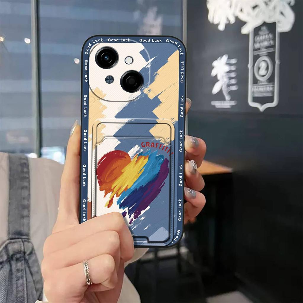 Schutzhülle Modisches Design für Tecno POP9 4G/Spark GO 1/KL4 Niedliches TPU Kartenfach Kartenhülle Stoßfest Cartoon