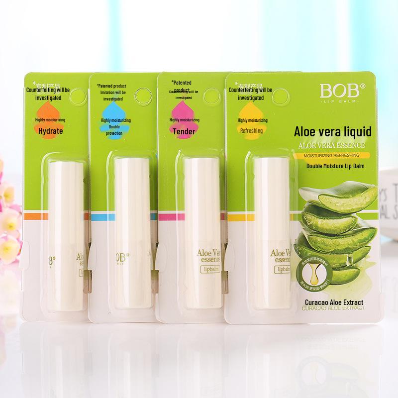 

BOB Aloe Vera Lip Balm - Unisex, Moisturizing, Fades Lip Lines, Hydrating, Transparent, Colorless. Standard