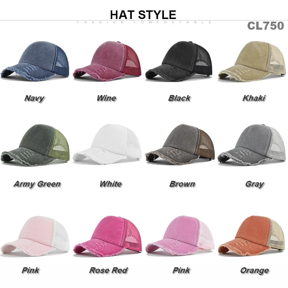Custom Unisex Washed Retro Cotton Outdoor Sport Printing Logo Trucker Hats Distressed Vintage 6 Panel Blank Plain Baseball Caps
