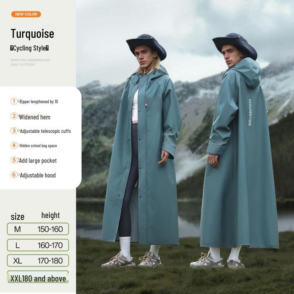 Extra Long Rainproof Motorcycle & Electric Bicycle Poncho - Stormproof One-Piece Overcoat