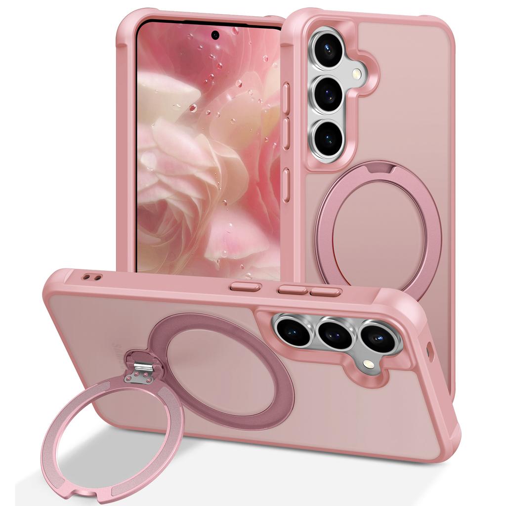 For Samsung Galaxy S24+ Magnetic Case Kickstand TPU PC Shockproof Phone Back Cover