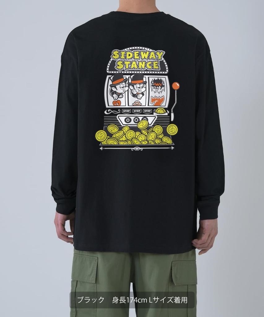 IMPROMES Lässiges SIDEWAYSTANCE Langarm-T-Shirt, Herren, Schwarz