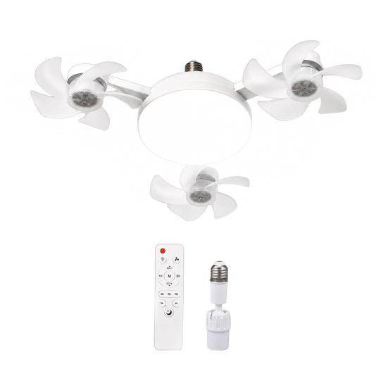 Ventilatore da Soffitto con Luce 3/4/5 Pale e Telecomando, 2-in-1 LED Silenzioso tipo Drone per Ventilazione Soggiorno, Pale Pieghevoli, 3 Velocità Dimmerabile, Attacco E27 per