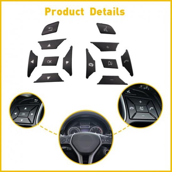 For E C GLA Mercedes GLE CLA Black 2012+ Steering Wheel Button Cover Trim
